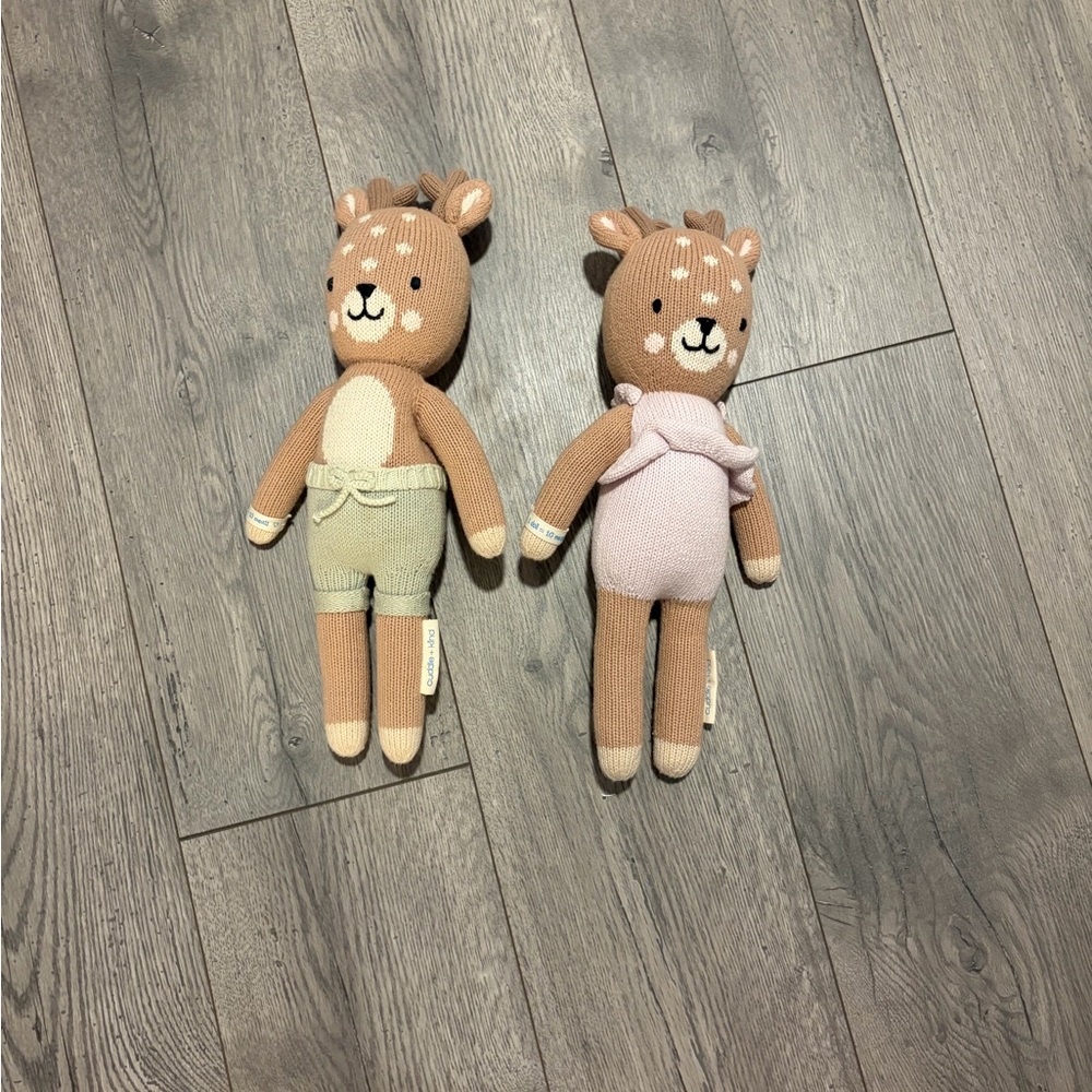 Knit Fawn Deer Stuffies Elliot and Violet